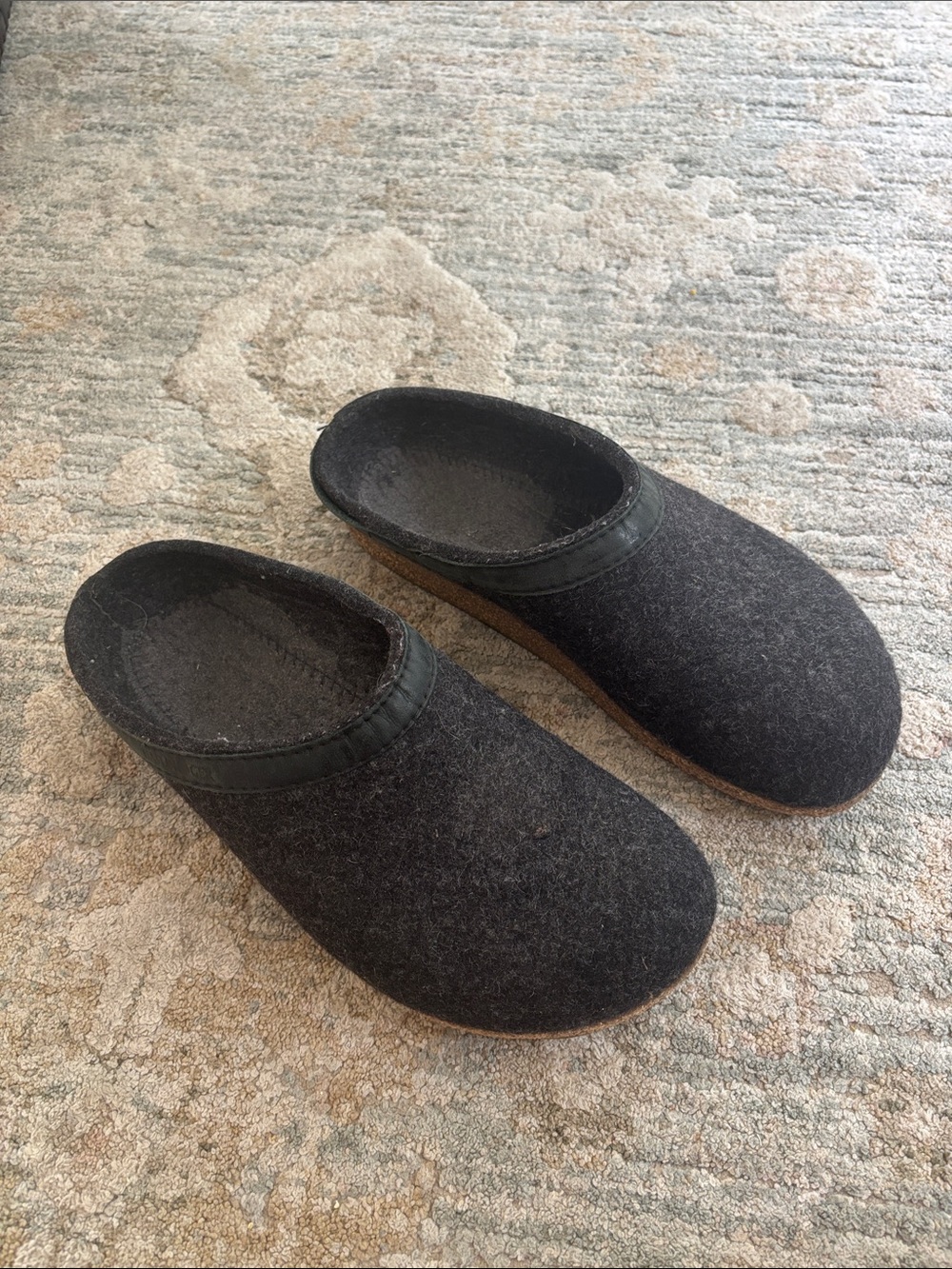 Haflinger Grizzly Wool Felt Clogs Slip On Charcoal EU 39 / US Women’s 8 / 8.5